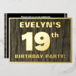 [ Thumbnail: 19th Birthday Party: Bold, Faux Wood Grain Pattern Invitation ]