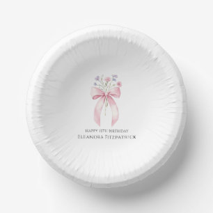 19th Birthday Party Custom Bow Wildflower Paper Bowls