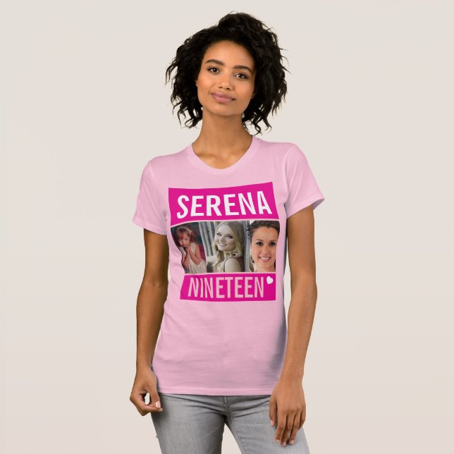 19th birthday party event celebration photo pink T-Shirt (Front Full)