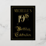 [ Thumbnail: 19th Birthday Party — Fancy Script & Custom Name Invitation ]
