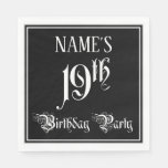 [ Thumbnail: 19th Birthday Party — Fancy Script + Custom Name Napkins ]