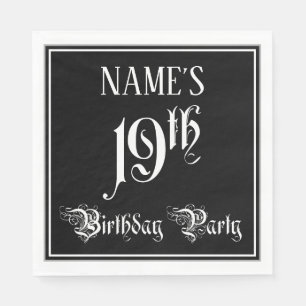 19th Birthday Party — Fancy Script + Custom Name Napkins
