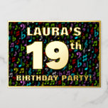 [ Thumbnail: 19th Birthday Party — Fun, Colorful Music Symbols Invitation ]
