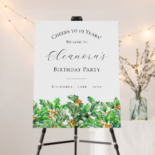 19th Birthday Party Holly December Birth Flower Foam Board