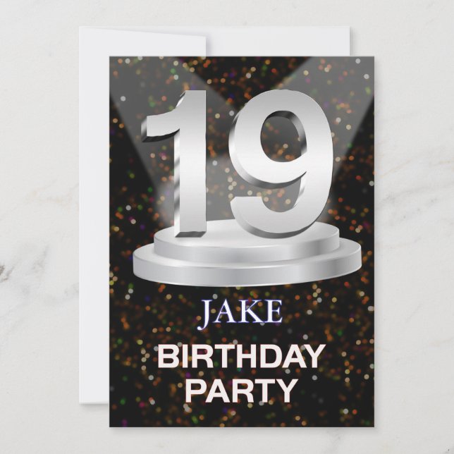 19th Birthday Party Invitation Add a Name (Front)