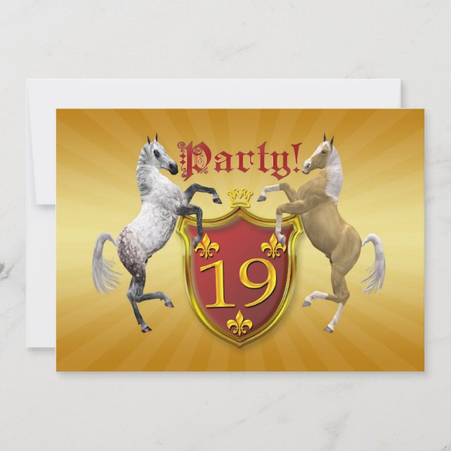 19th Birthday party invitation with coat of arms (Front)