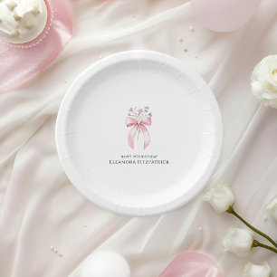 19th Birthday Party Paper Plates Bow Wildflower