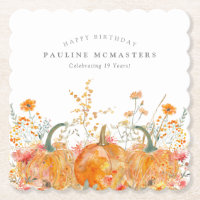 19th Birthday Party Pumpkin Wildflower Custom