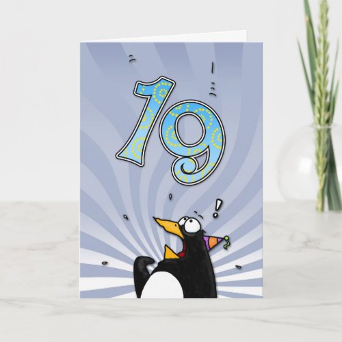 19th Birthday _ Penguin Surprise Card