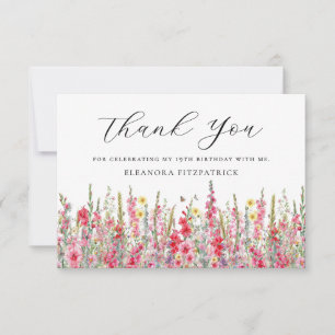 19th Birthday Pink August Birth Flower Flat Thank You Card