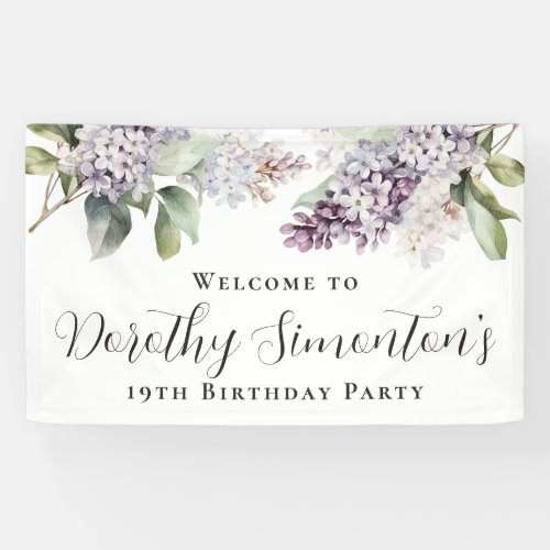 19th Birthday Purple Lilac Spring Flower Welcome Banner