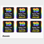 [ Thumbnail: 19th Birthday: Rainbow Spectrum # 19, Custom Name Sticker ]