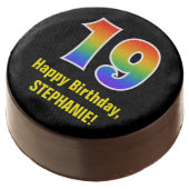 19th Birthday - Rainbow Spectrum Pattern Number 19 Chocolate Covered Oreo (Angled)