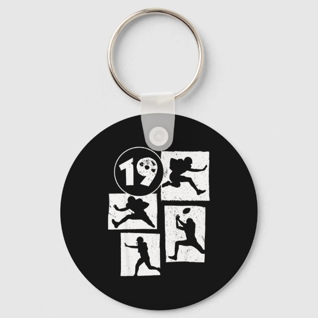 19th Birthday Retro American Football 19 Years Old Keychain (Front)