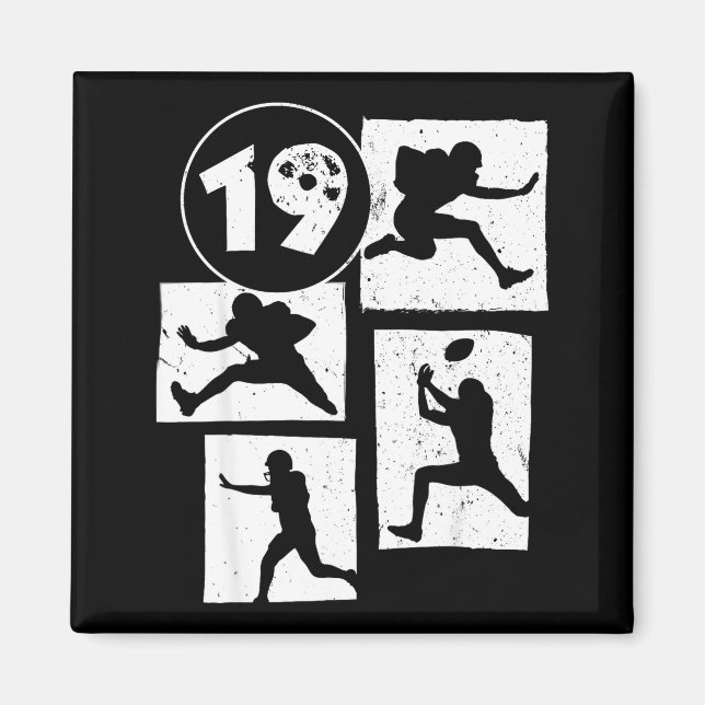 19th Birthday Retro American Football 19 Years Old Magnet (Front)
