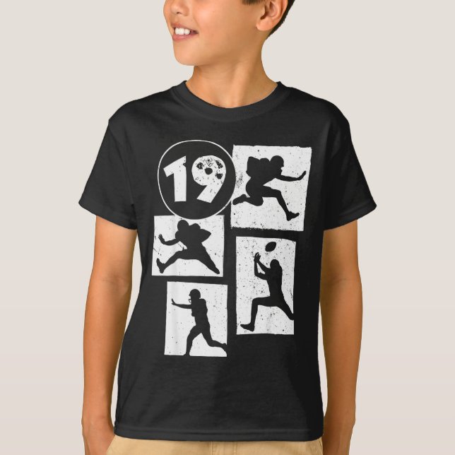 19th Birthday Retro American Football 19 Years Old T-Shirt (Front)