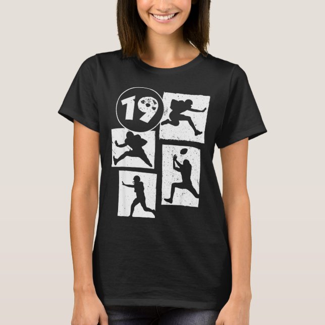 19th Birthday Retro American Football 19 Years Old T-Shirt (Front)