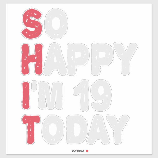 19th Birthday So Happy I'm 19 Today Gift Funny Sticker (Sheet)