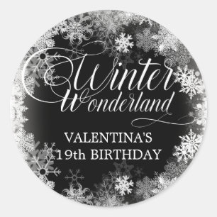 19th Birthday Winter Wonderland Snowflake Favor Classic Round Sticker
