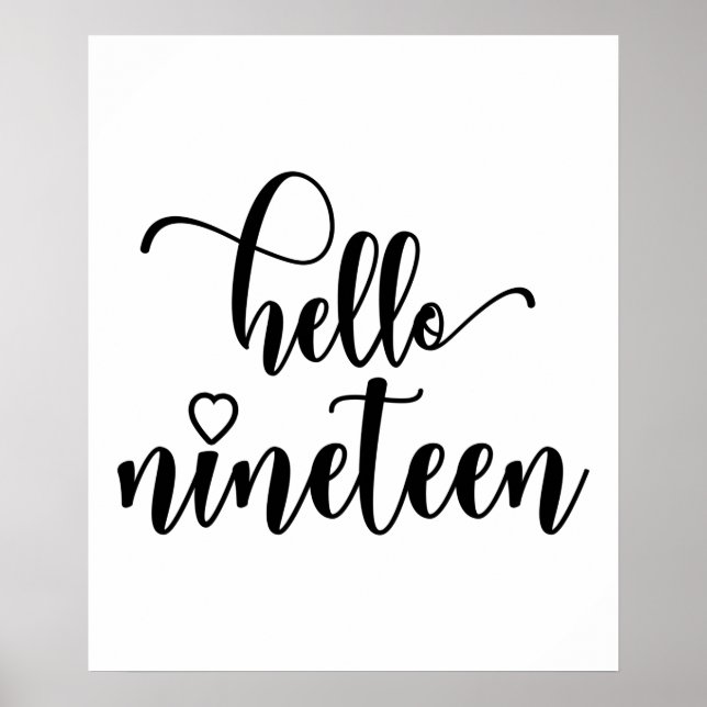 19th Birthday Women Hello 19 Cute 19 Years Old Poster (Front)