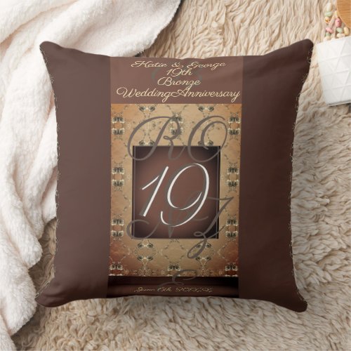 19th Bronze Throw Pillow