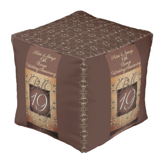 19th Bronze Wedding Anniversary Cube Pouf