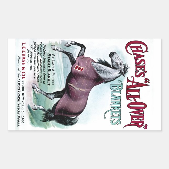 19th C. Chase Horse Blankets Rectangular Sticker (Front)