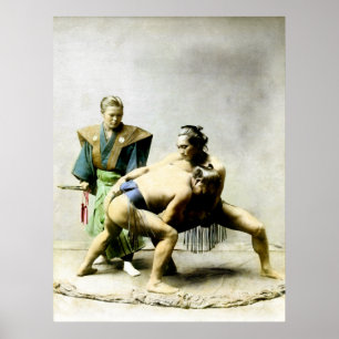 19th C. Japanese Wrestlers Poster