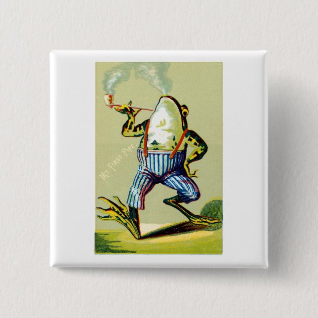 19th C. Pipe Smoking Frog Button (Front)