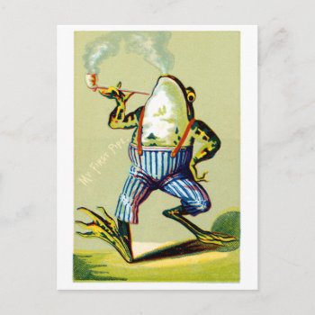 19th C. Pipe Smoking Frog Postcard by historicimage at Zazzle