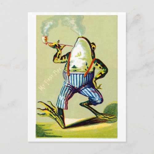 19th C Pipe Smoking Frog Postcard