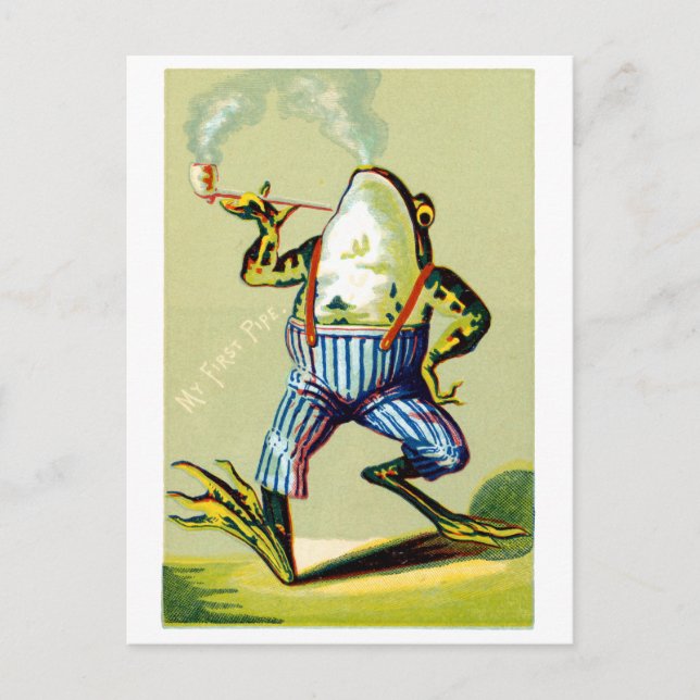 19th C. Pipe Smoking Frog Postcard (Front)