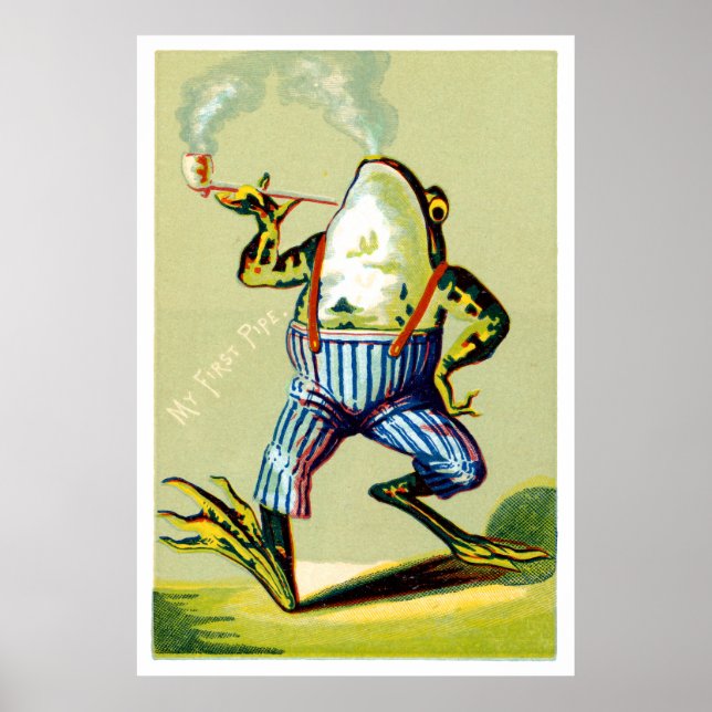 19th C. Pipe Smoking Frog Poster (Front)