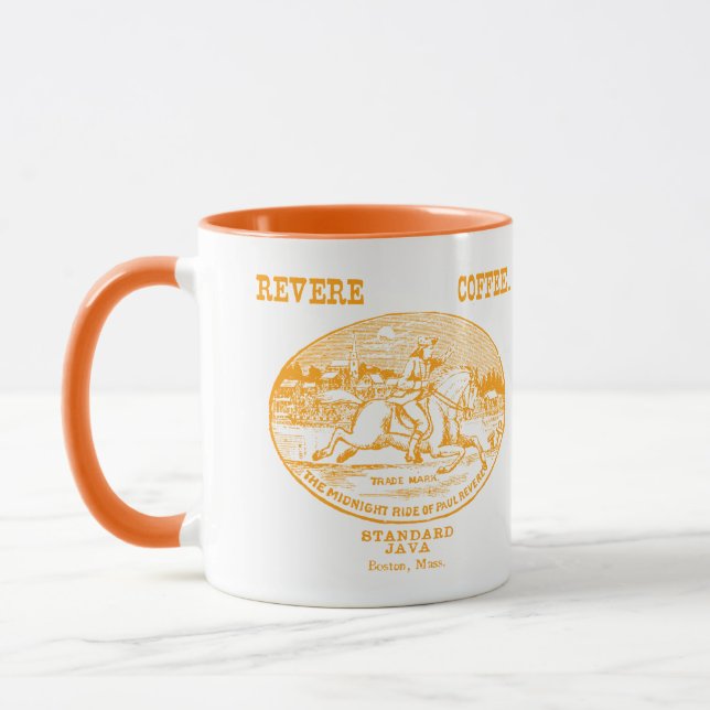19th C. Revere Coffee of Boston, orange Mug (Left)