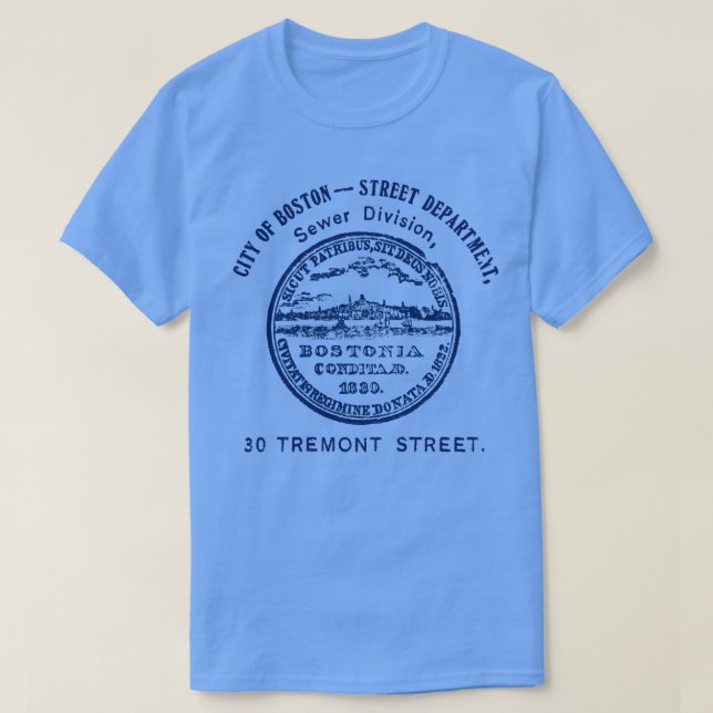 19th C Seal of the City of Boston Sewer Division T-Shirt (Design Front)