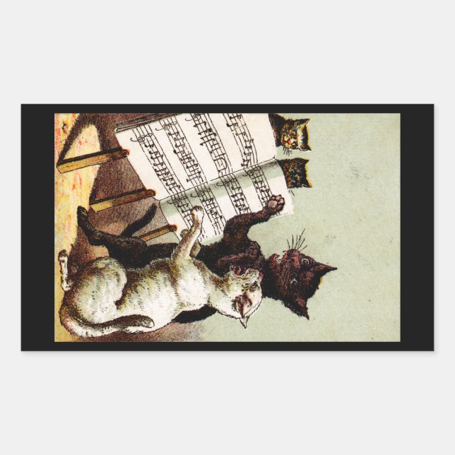 19th C. Singing Cats Rectangular Sticker (Front)