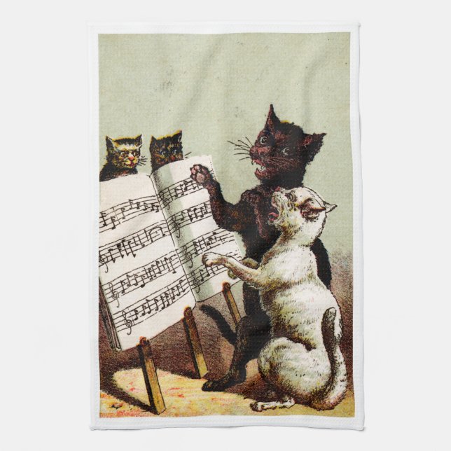19th C. Singing Cats Towel (Vertical)