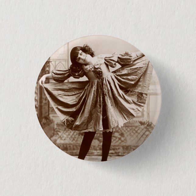 19th C. The Curtsy Pinback Button (Front)