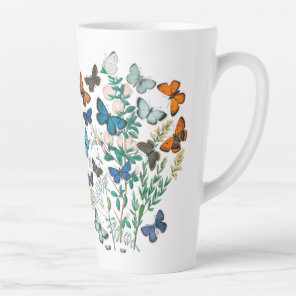 19th century antique butterflies moth illustration latte mug