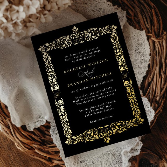 19th Century Antique Ornate Border Foil Invitation (Creator Uploaded)