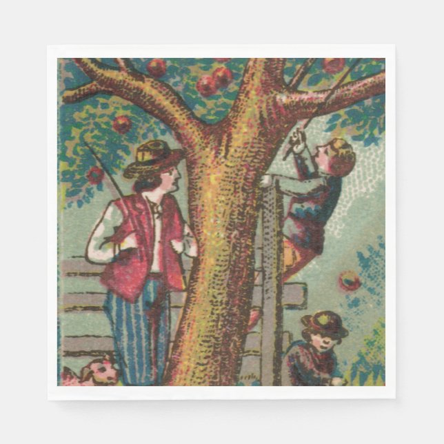 19th Century Apple Picking Napkin (Front)