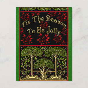 19th Century Arts and Crafts Inspired Christmas Holiday Postcard