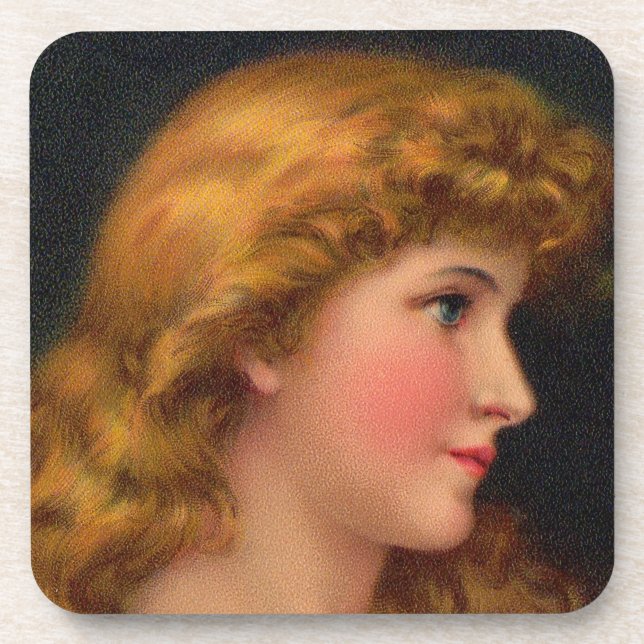 19th century beautiful woman beverage coaster (Front)