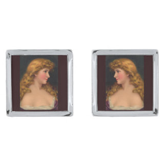 19th century beautiful woman cufflinks