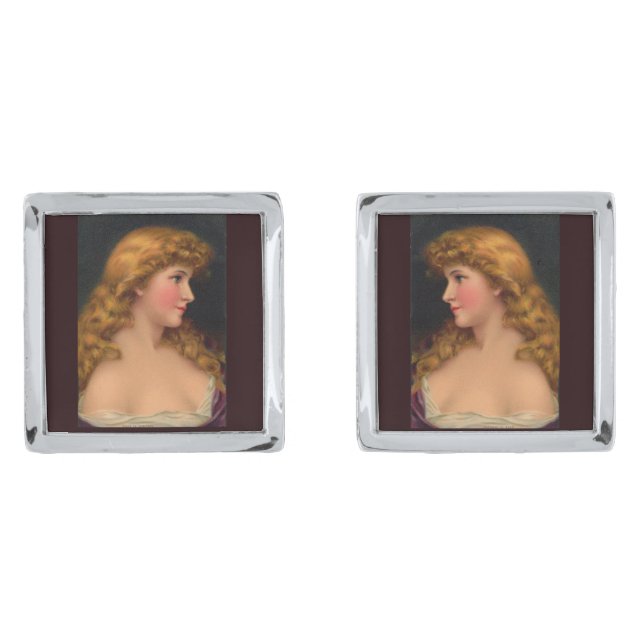 19th century beautiful woman cufflinks (Front)