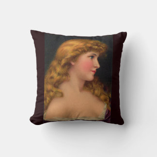 19th century beautiful woman print throw pillow