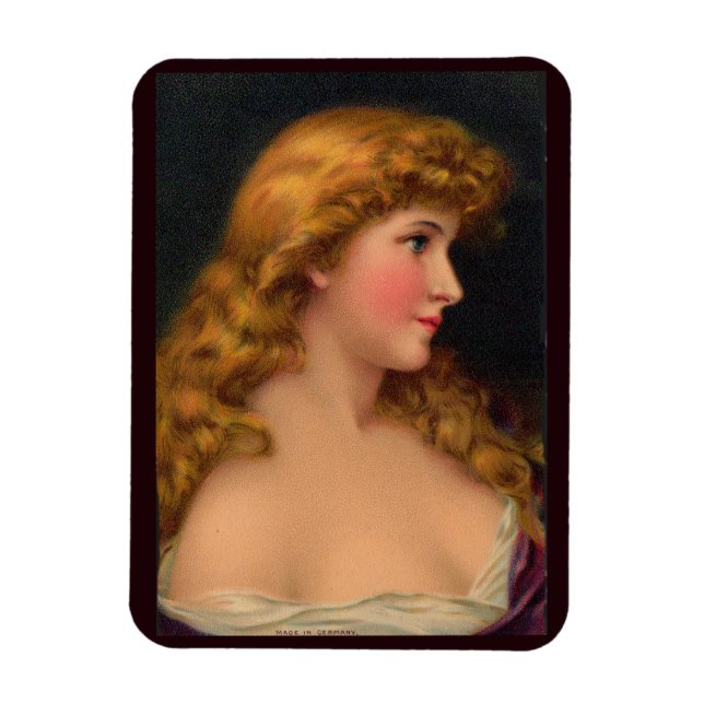 19th century beautiful woman with long hair magnet (Vertical)