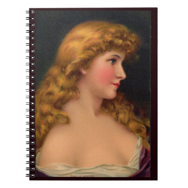 19th century beautiful woman with long hair notebook (Front)