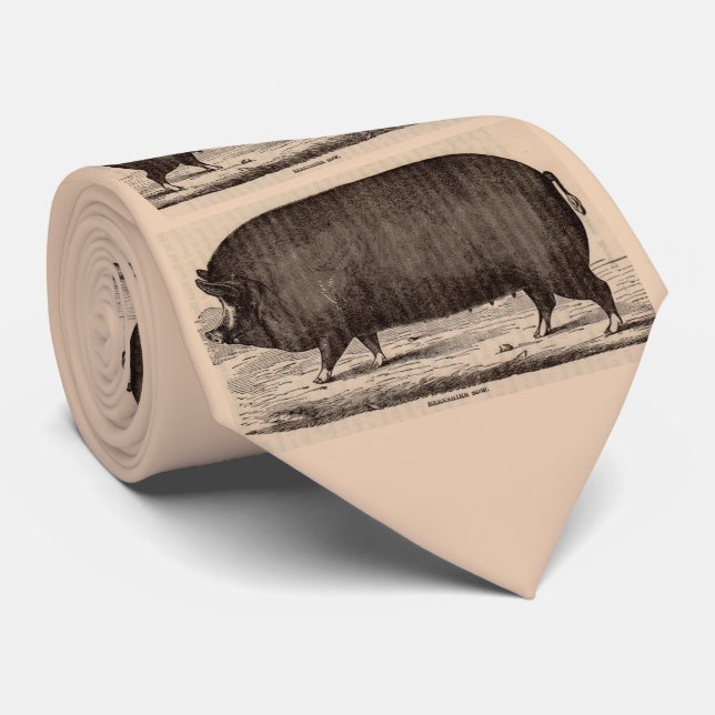 19th century Berkshire sow print no. 1 Neck Tie (Rolled)