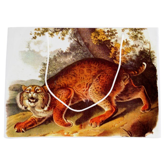 19th century bobcat print large gift bag (Front)